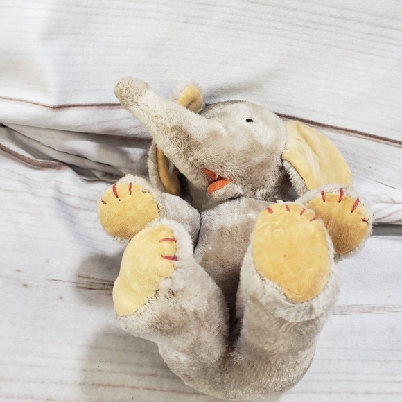 Vintage Mohair Elephant Straw Stuffed Animal Made In Japan 1950s Sitting 7 Inch - Picture 5 of 15